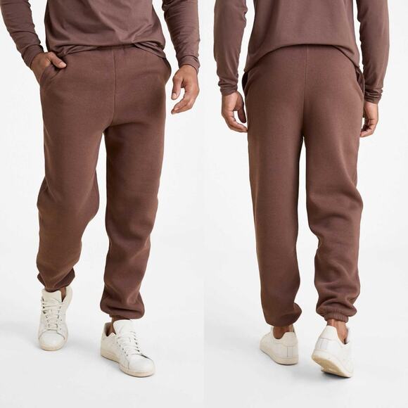 Nuuds Men’s Brown Casual Athleisure Classic Sweatpants in Coffee - Large - Picture 1 of 11